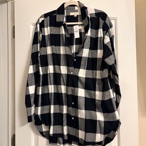 LOFT Women's Black and White Plaid Tunic